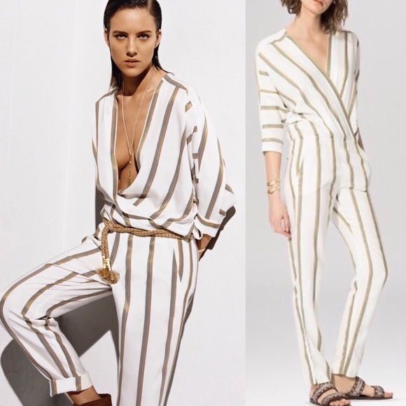 maje striped jumpsuit